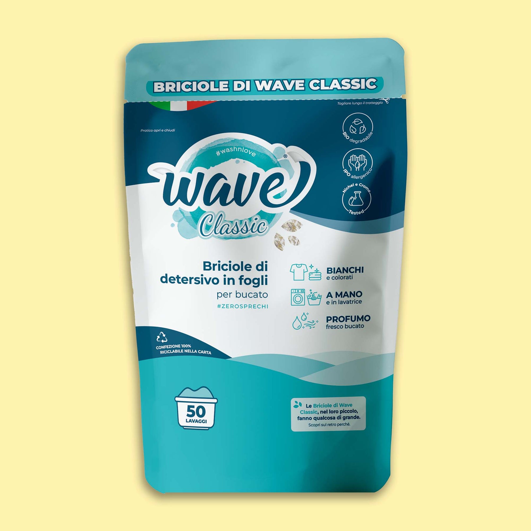 Detersivo ecologico per lavatrice in fogli
