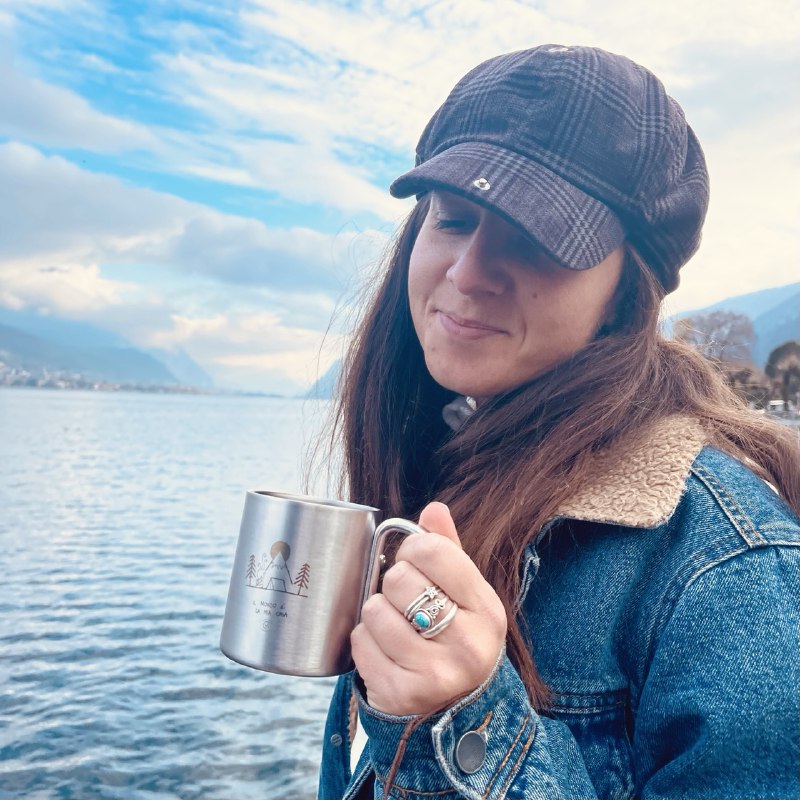 tazza acciaio inox con moschettone