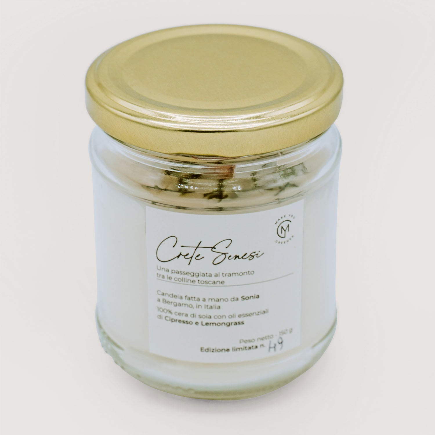 Eco Candela naturale in cera di soia