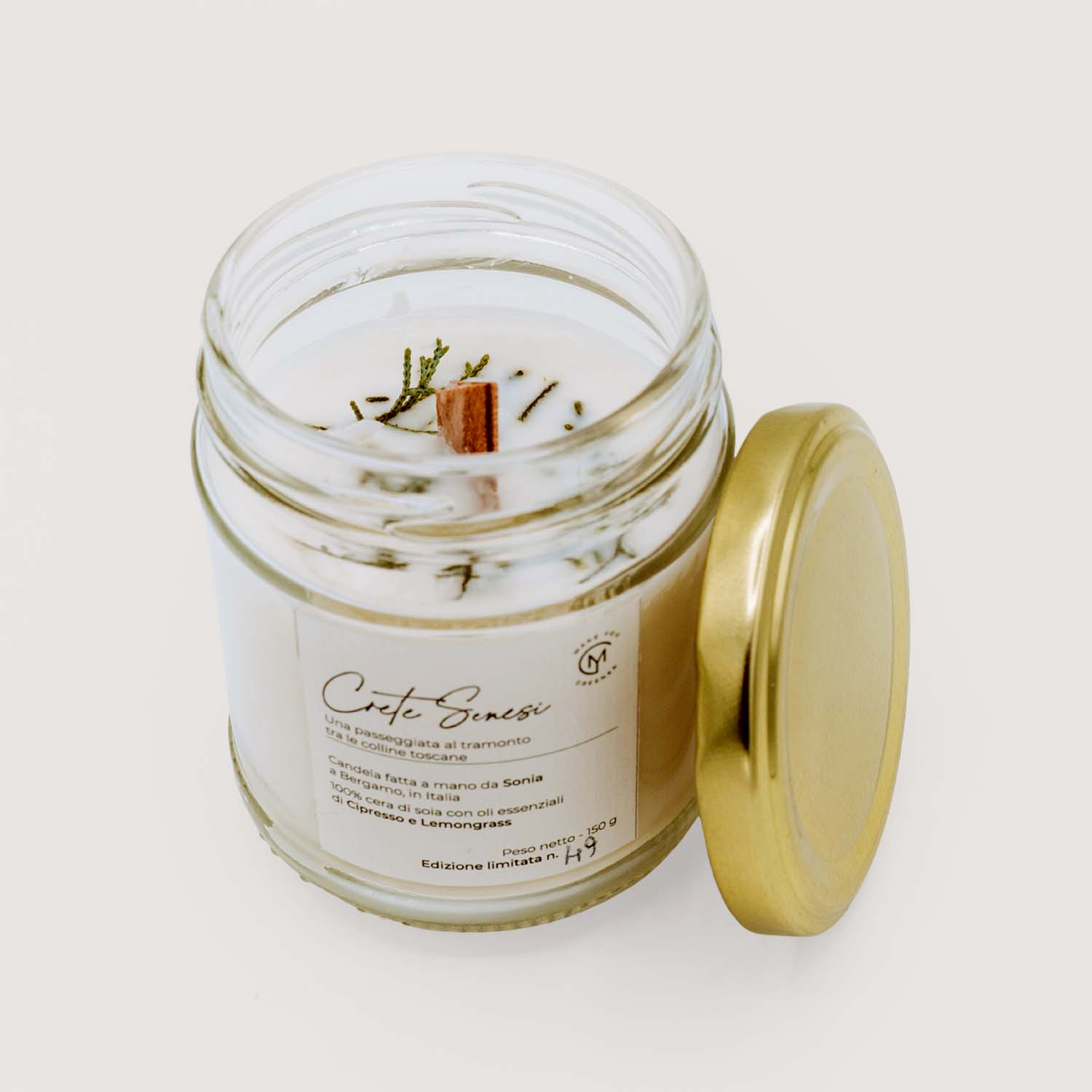 Eco Candela naturale in cera di soia